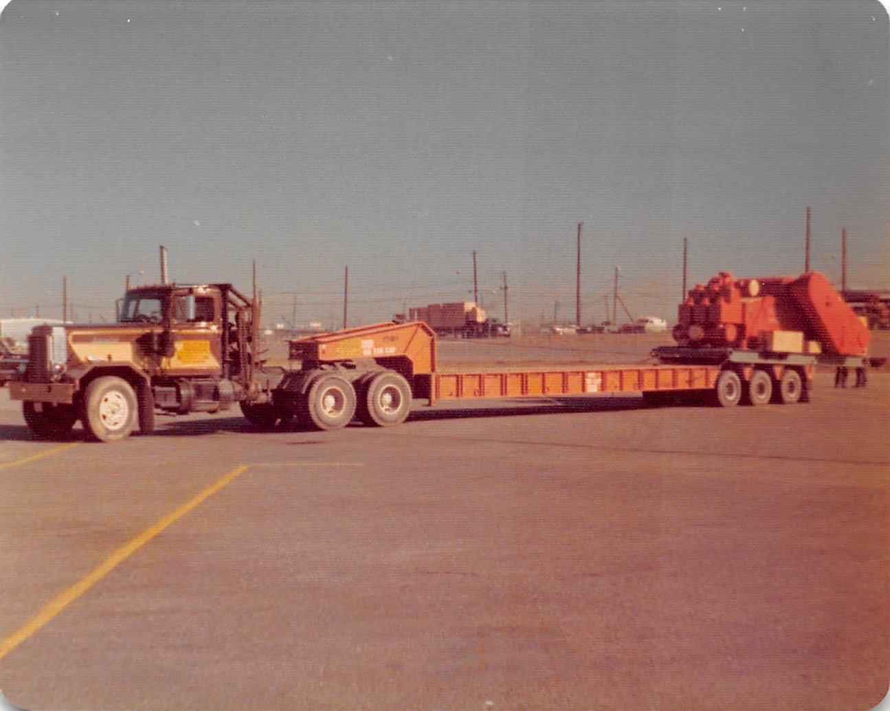 Palletized Trucking heavy haul winch load, 1976