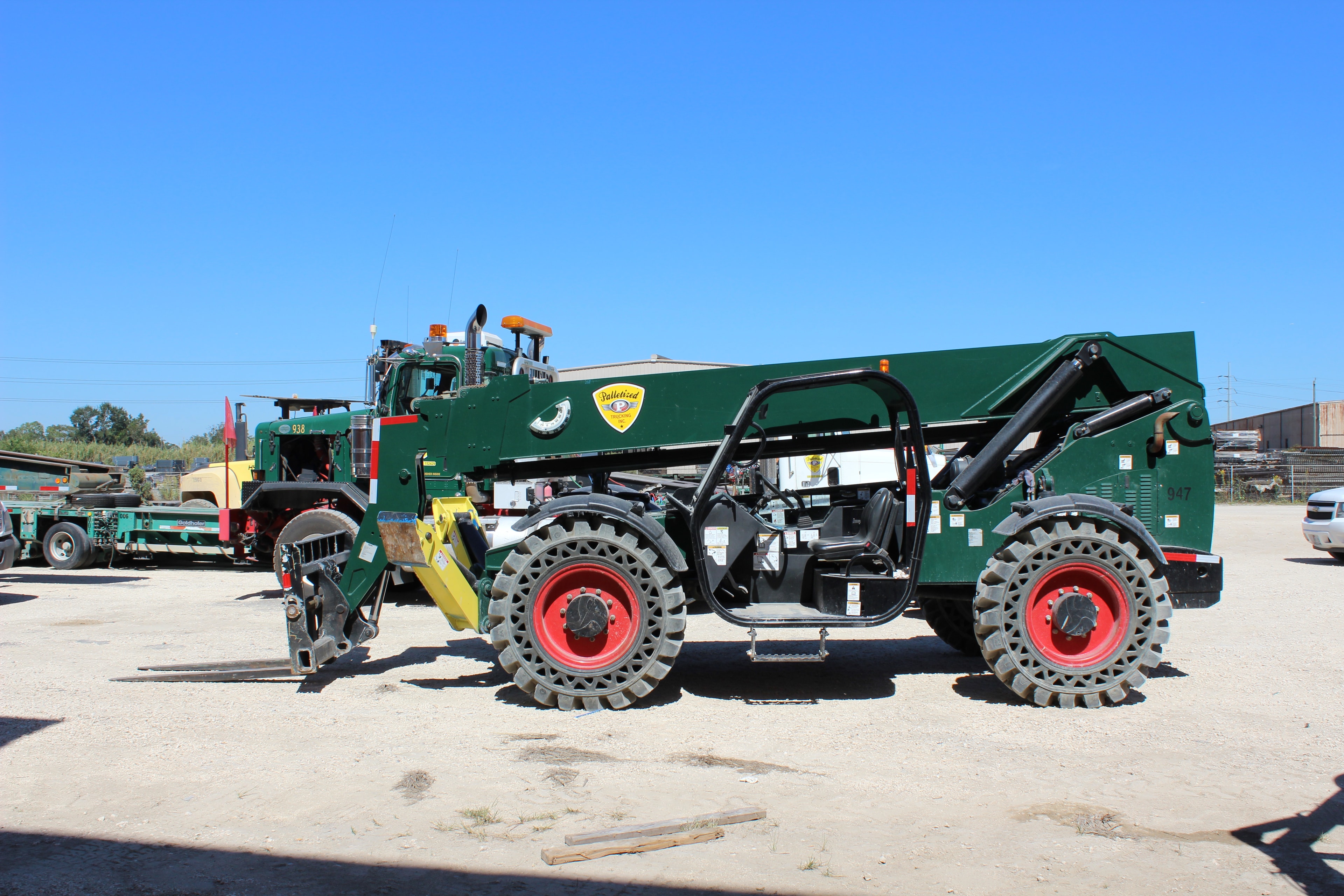 Palletized telehandler at outdoor storage yard